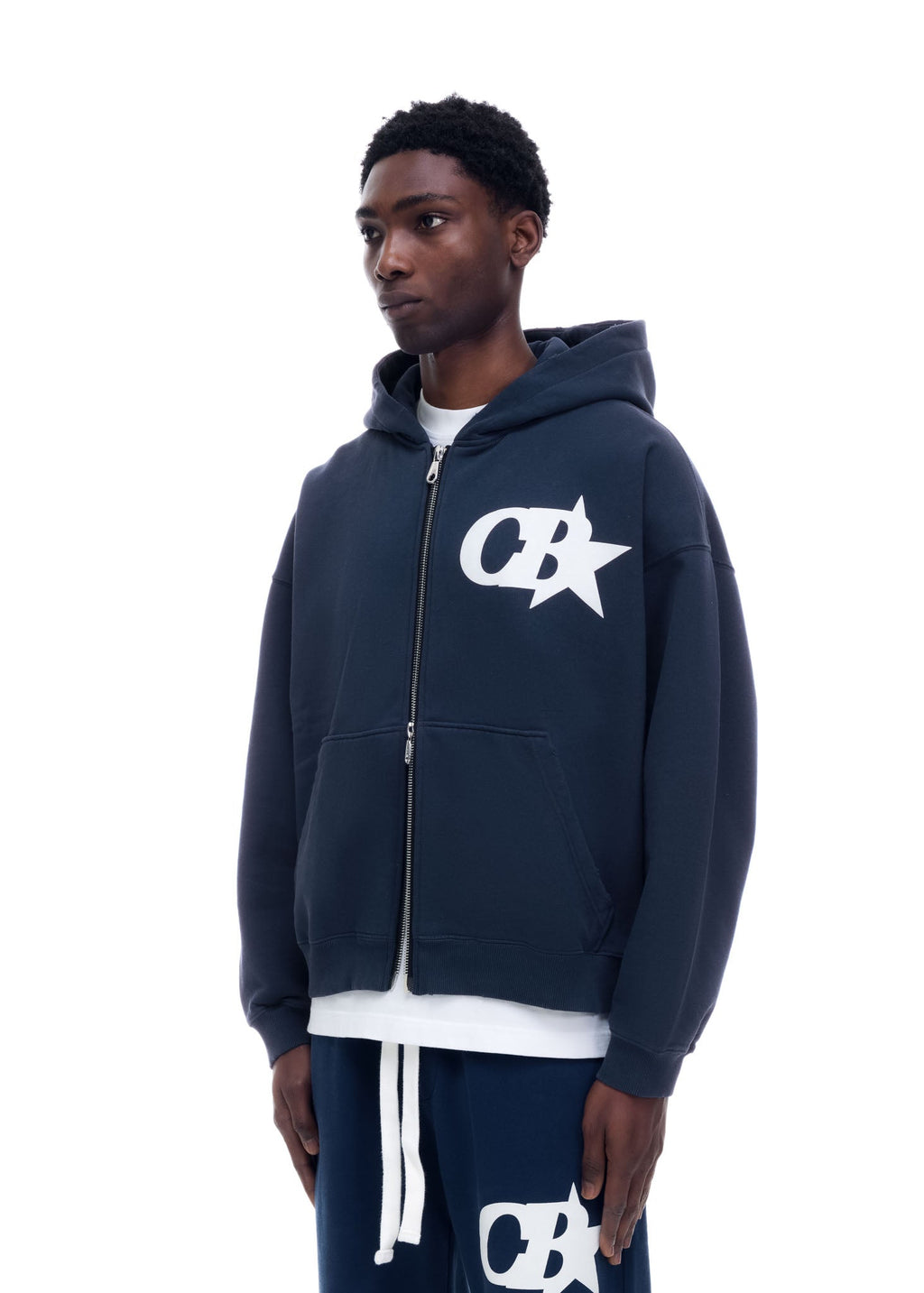 CB STAR ZIPPED HOODIE - NAVY