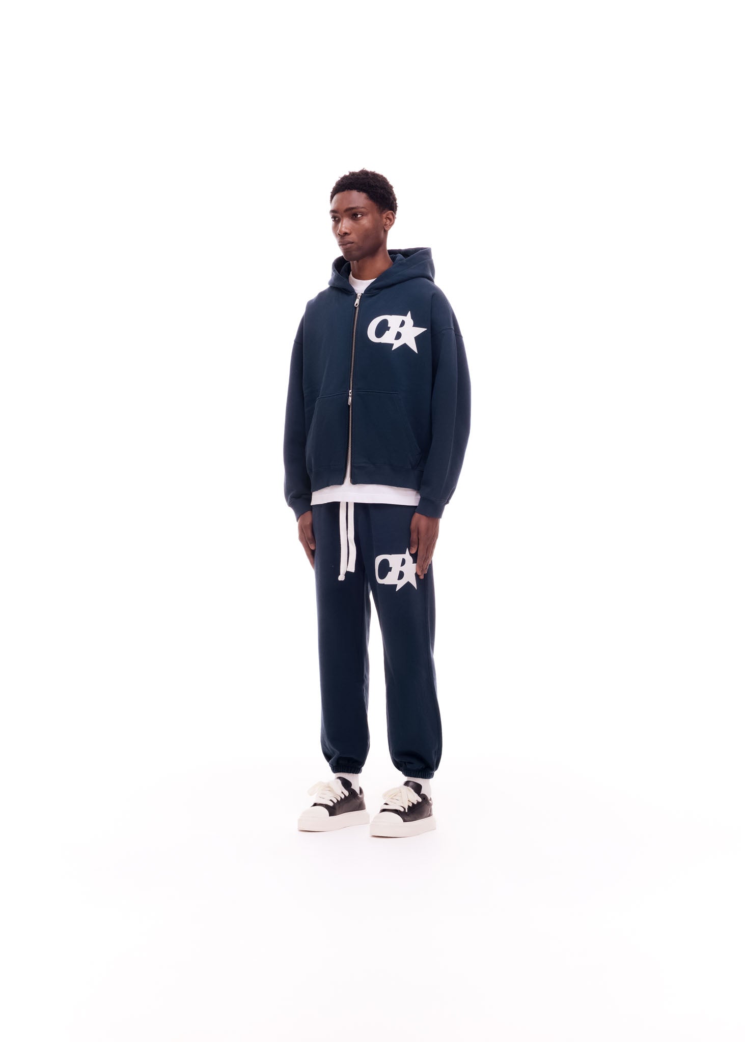 CB STAR ZIPPED HOODIE - NAVY