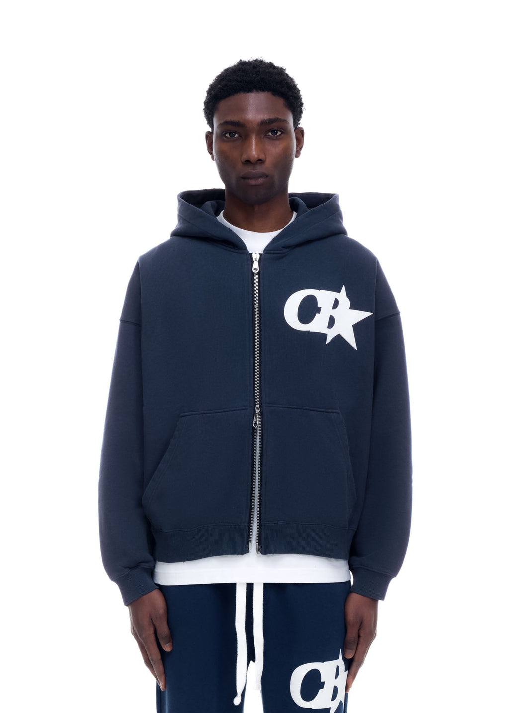 CB STAR ZIPPED HOODIE - NAVY