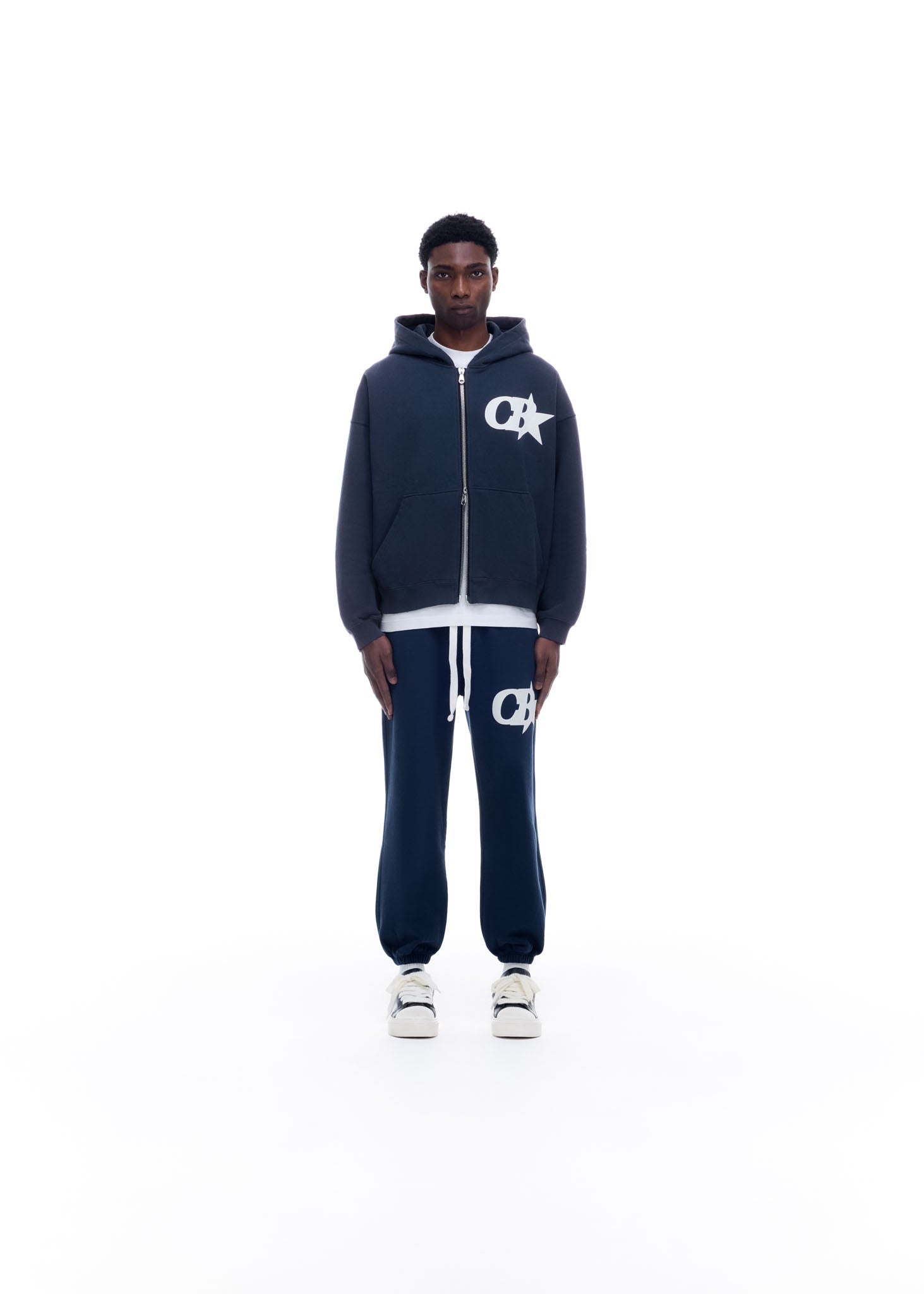 CB STAR ZIPPED HOODIE - NAVY