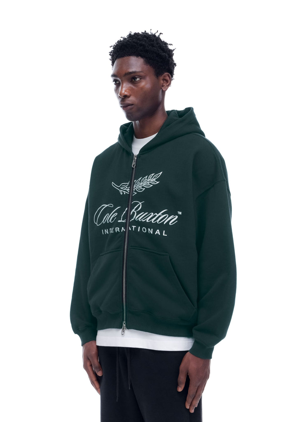 INTERNATIONAL ZIPPED HOODIE - FOREST GREEN