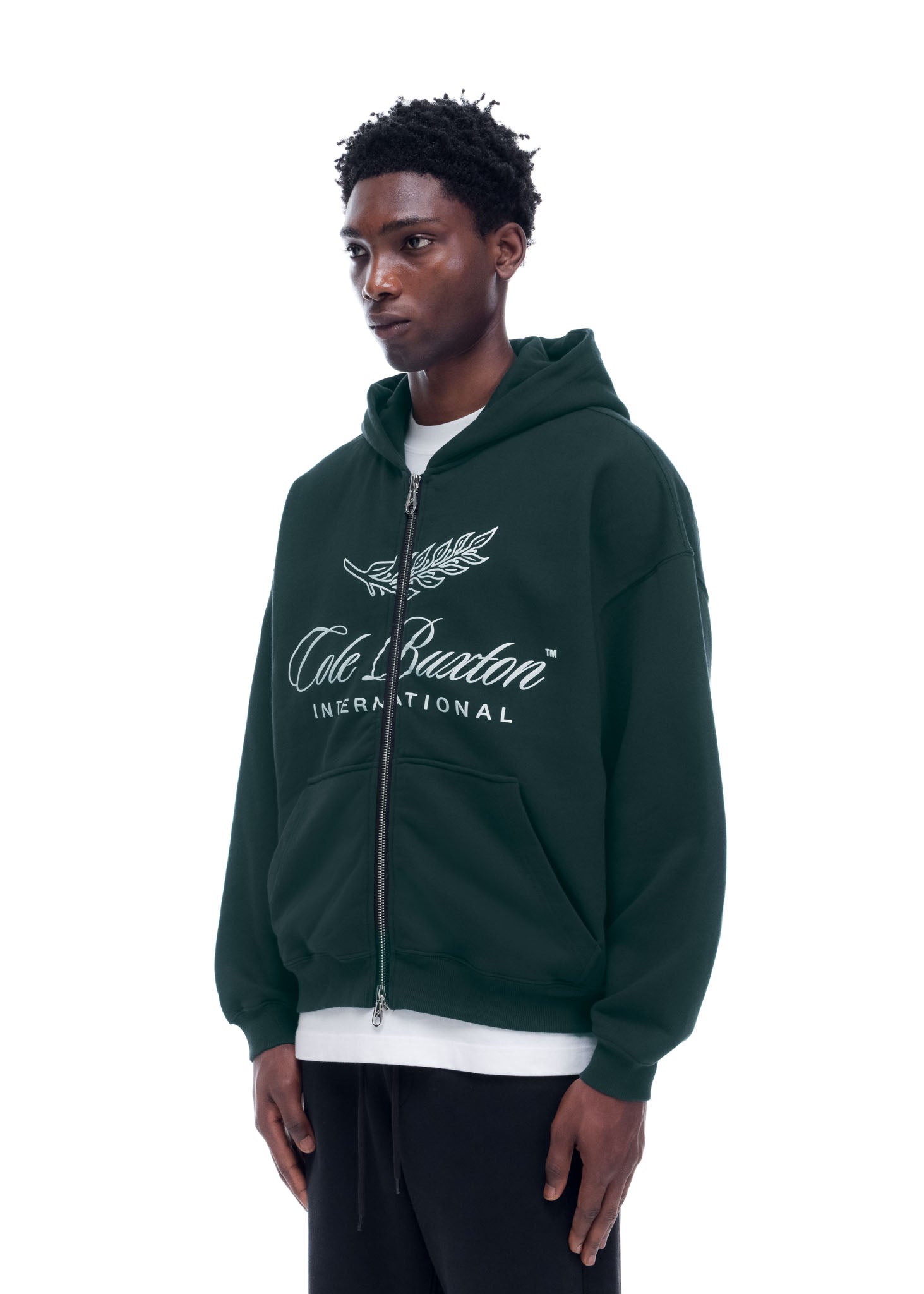 INTERNATIONAL ZIPPED HOODIE - FOREST GREEN