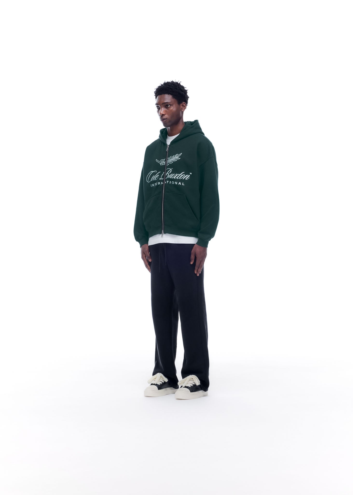 INTERNATIONAL ZIPPED HOODIE - FOREST GREEN