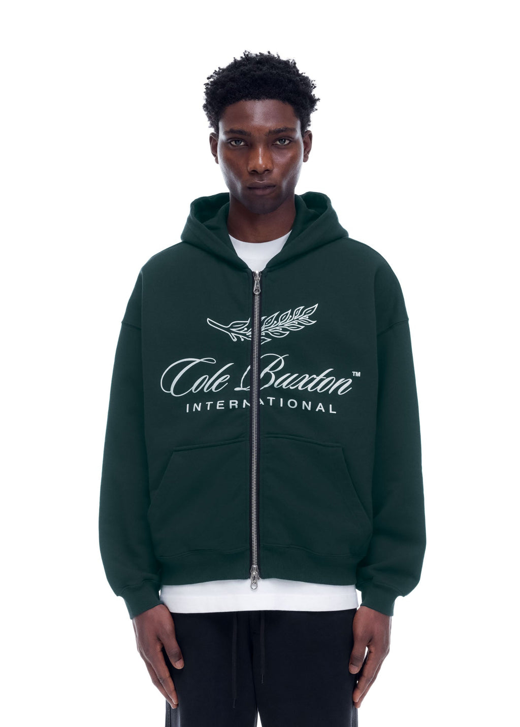 INTERNATIONAL ZIPPED HOODIE - FOREST GREEN