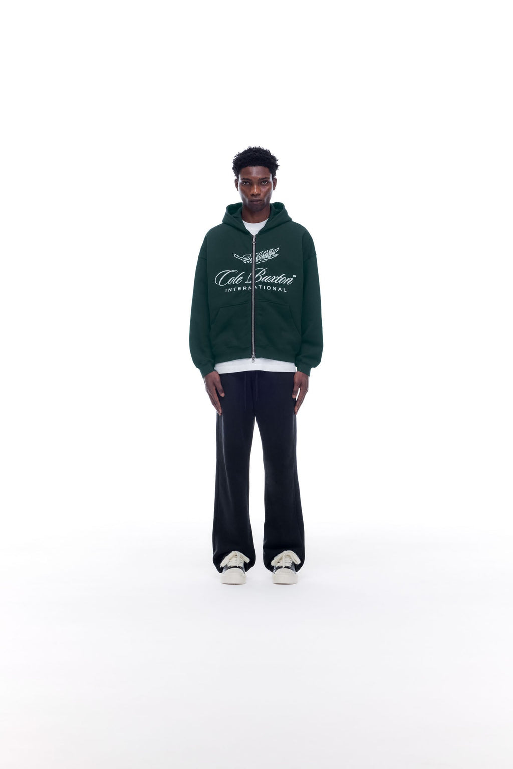 INTERNATIONAL ZIPPED HOODIE - FOREST GREEN