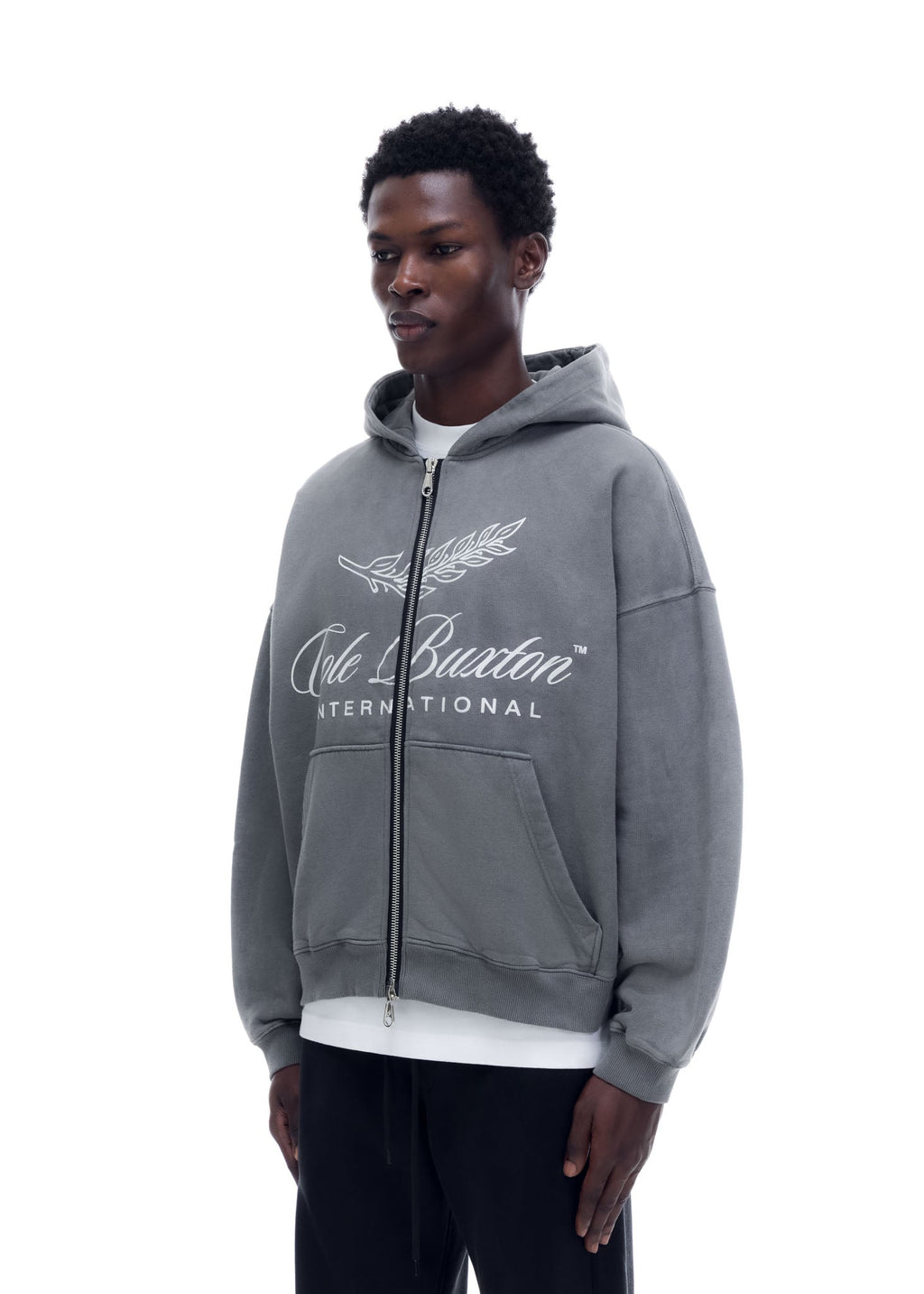 INTERNATIONAL ZIPPED HOODIE - OG WASHED BLACK