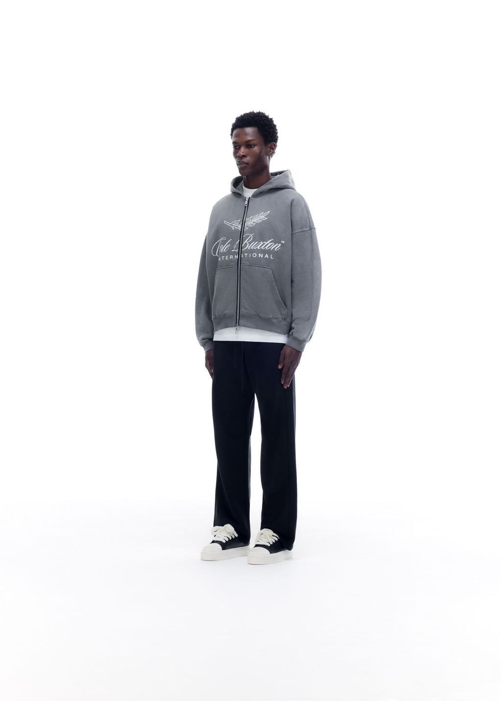 INTERNATIONAL ZIPPED HOODIE - OG WASHED BLACK