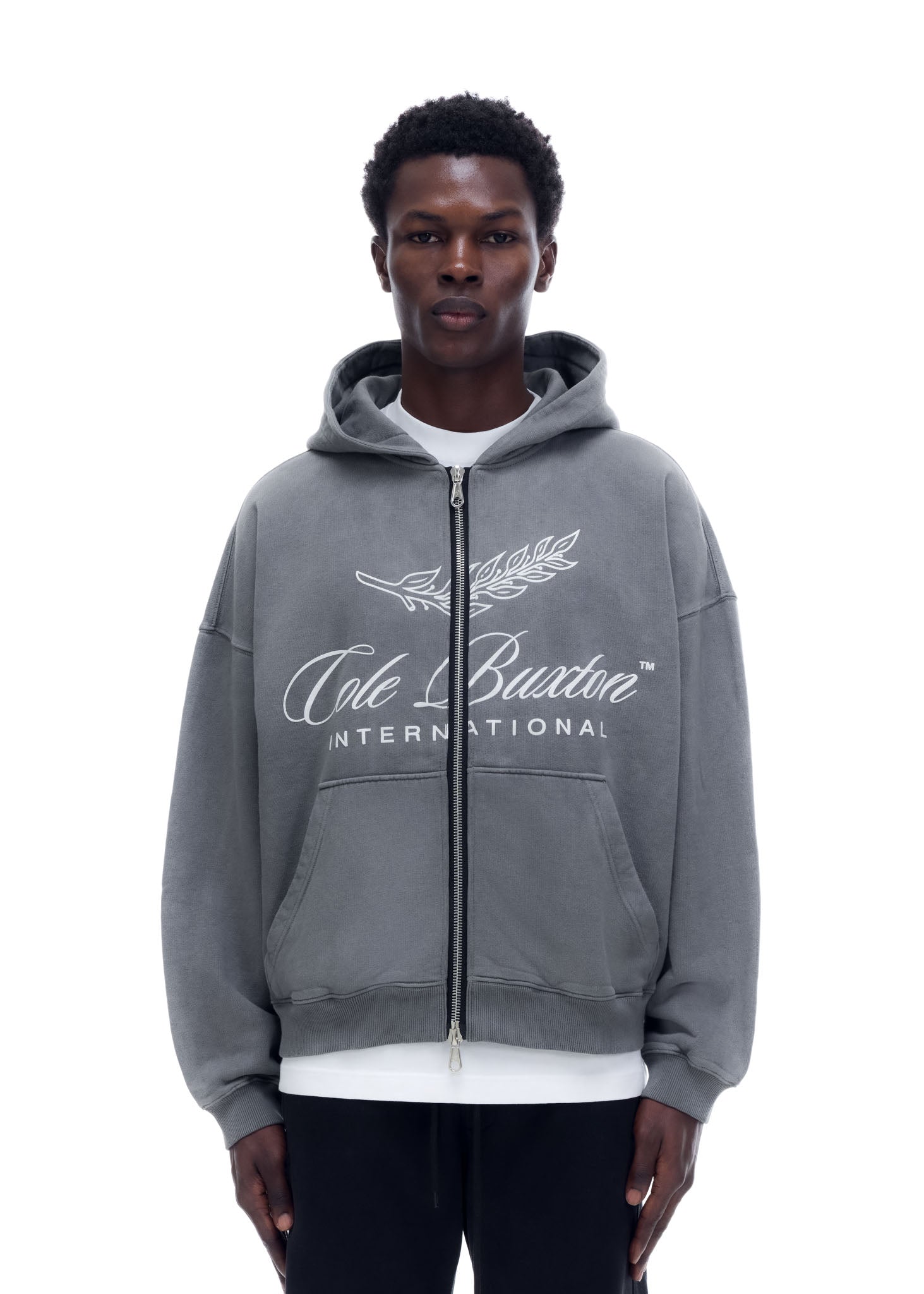 INTERNATIONAL ZIPPED HOODIE - OG WASHED BLACK
